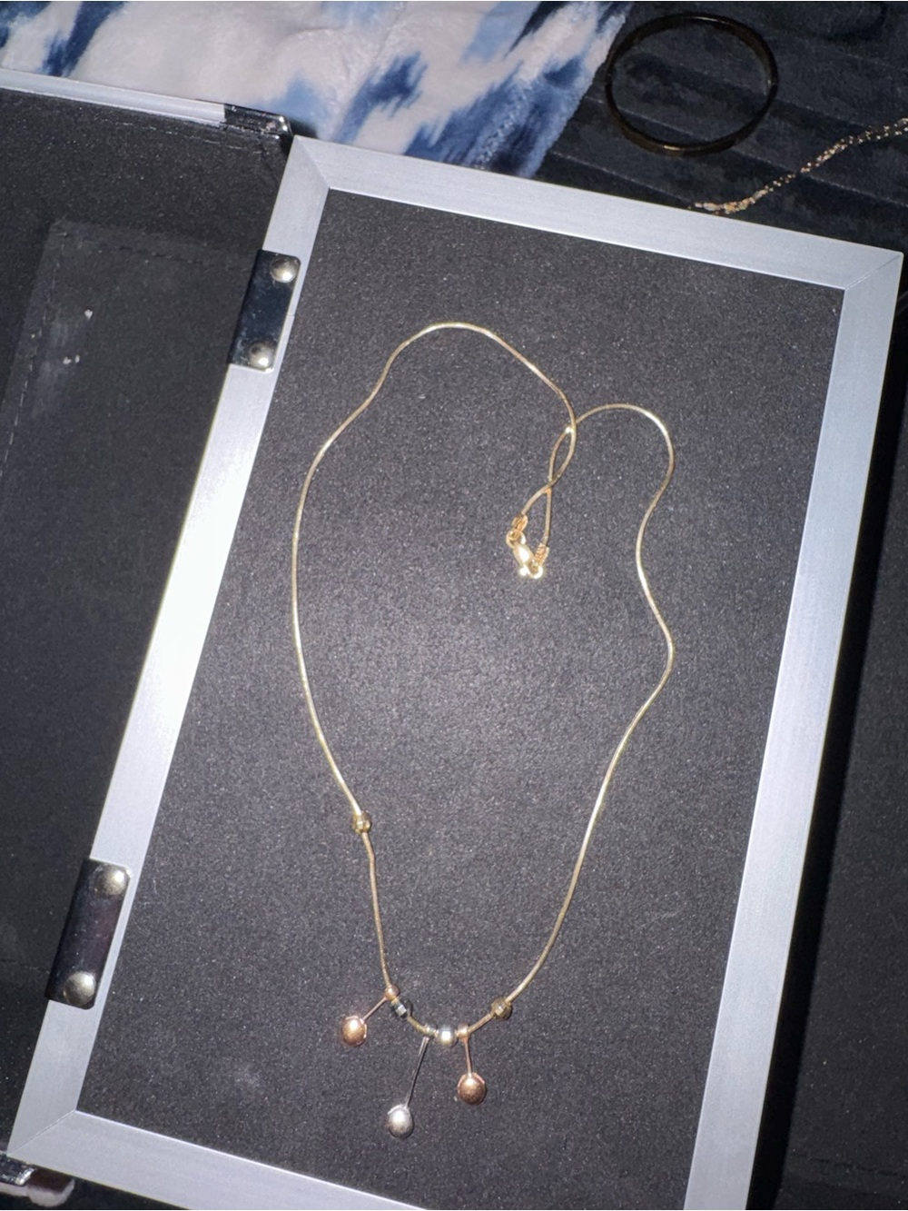 Delicate Gold-Tone Necklace with Multi-Colored Drop Beads